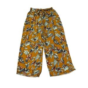 Breeze Ever Women’s L Large Wide Leg Pants Floral Tropical Elastic Waist Belt